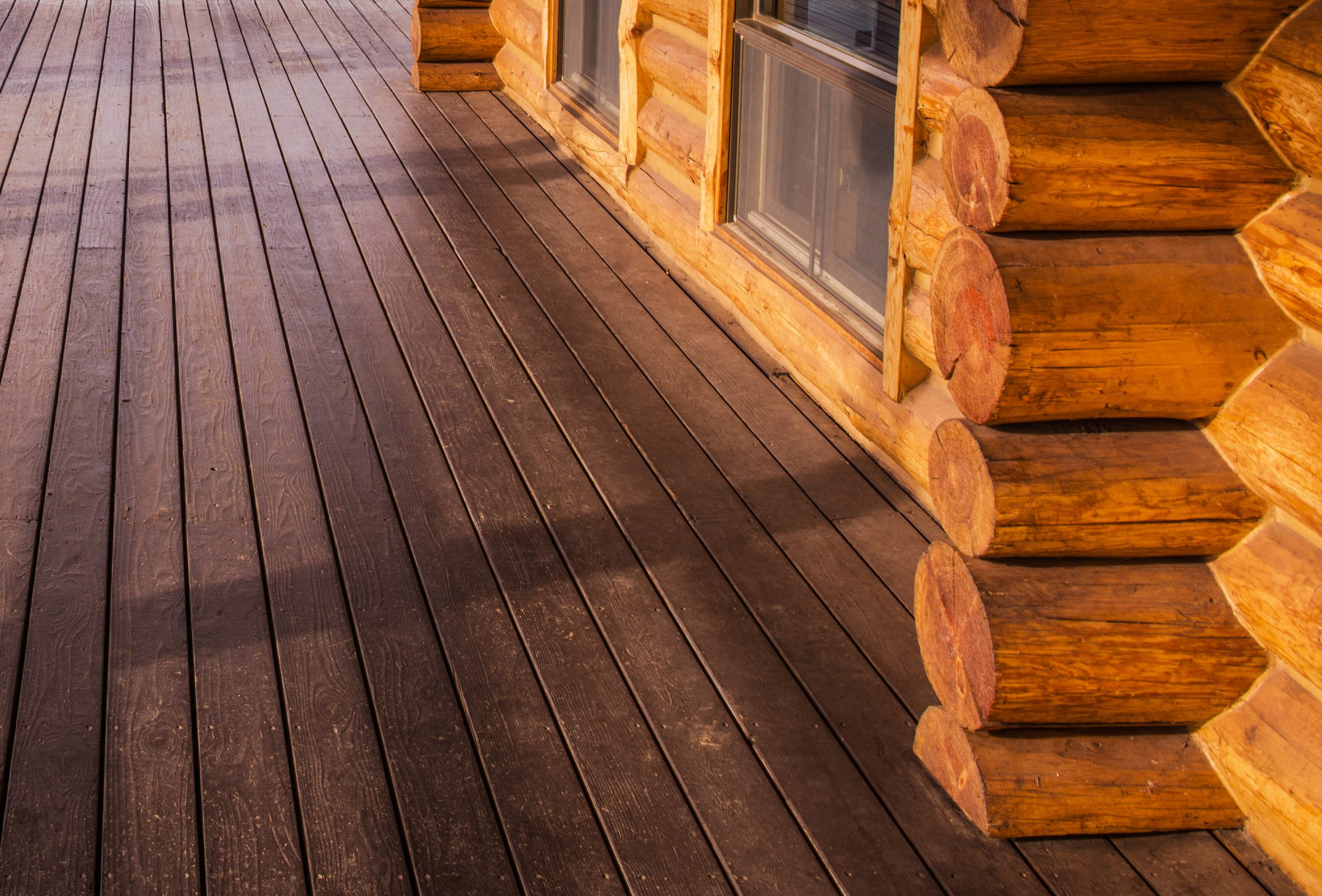 Beautifully stained wooden porch floor